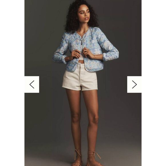 Anthropologie Dolan Bow Front Linen Quilted Lady Jacket Size Medium NWT - Picture 1 of 8